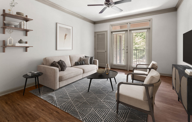 Living Room with Balcony and Hard Surface Flooring