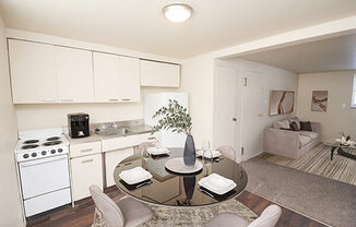 open floor plan with a kitchen and living room