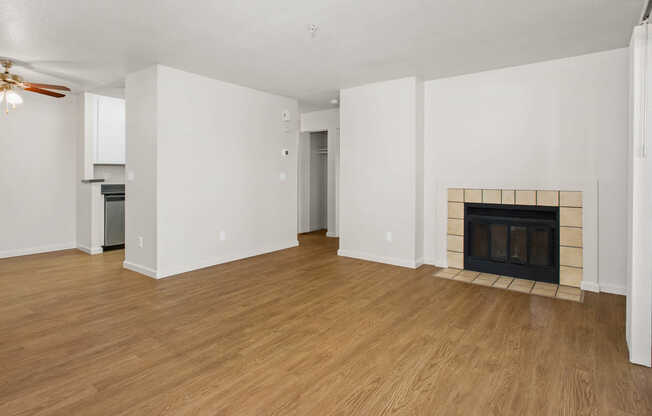 Living Room with Fireplace and Hard Surface Flooring