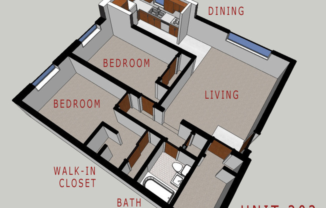 2 beds, 1 bath, 895 sqft, $1,450, Unit 202