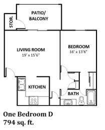 1 bed, 1 bath, 794 sqft, $925