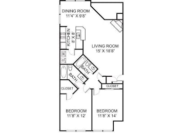 2 beds, 2 baths, 1,088 sqft, $1,416