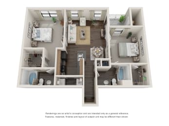 2 beds, 2 baths, 1,107 sqft, $1,861