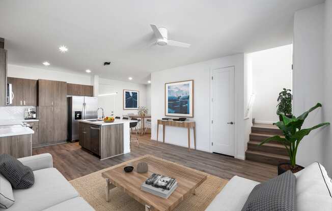 a living room with a couch and a coffee table