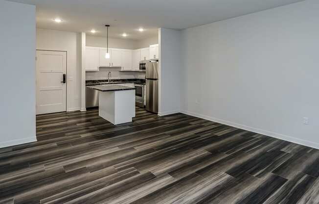 New building with white and dark color schemes with one, two and three bedroom apartment homes at CopperCreek Apartments in Council Bluffs, IA