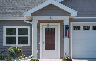 Cottage Front Door & Garage