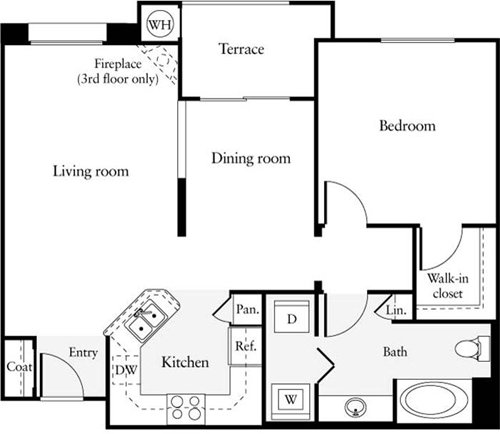 1 bed, 1 bath, 903 sqft, $3,148, Unit 101