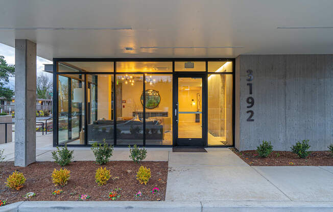 a view of the front of the building from the street