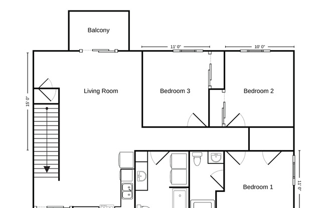 3 beds, 2 baths, 1,201 sqft, $1,425, Unit MA 2006-135