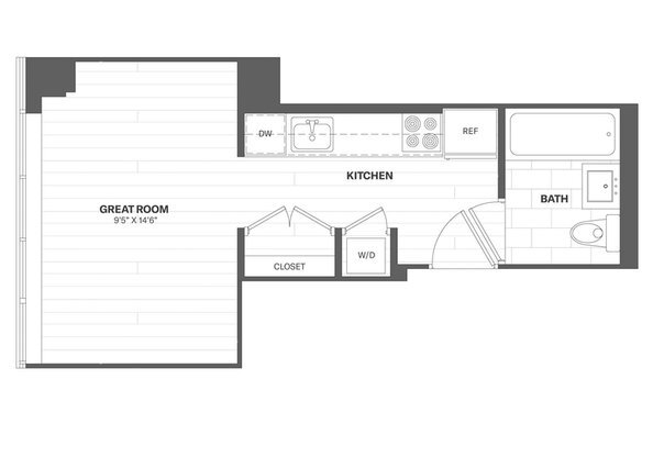 Studio, 1 bath, 322 sqft, $3,950, Unit 313