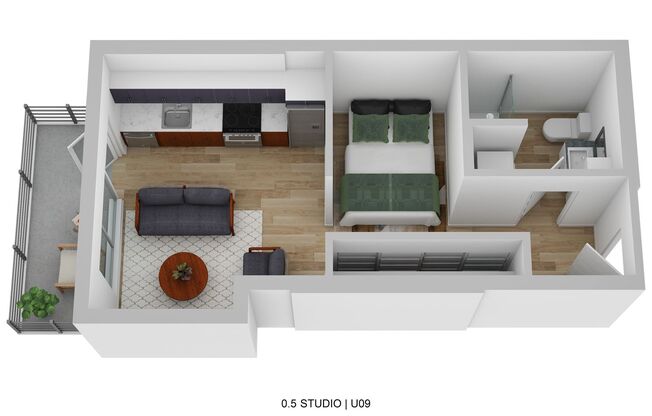 Studio, 1 bath, 431 sqft, $1,235, Unit 110