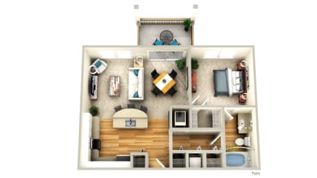 1 bed, 1 bath, 733 sqft, $1,385