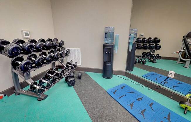24-Hour Fitness Center With Free Weights at Civic at Frisco Square Apartments, Texas, 75034