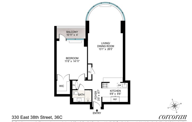 1 bed, 1 bath, 786 sqft, $5,200, Unit 36C