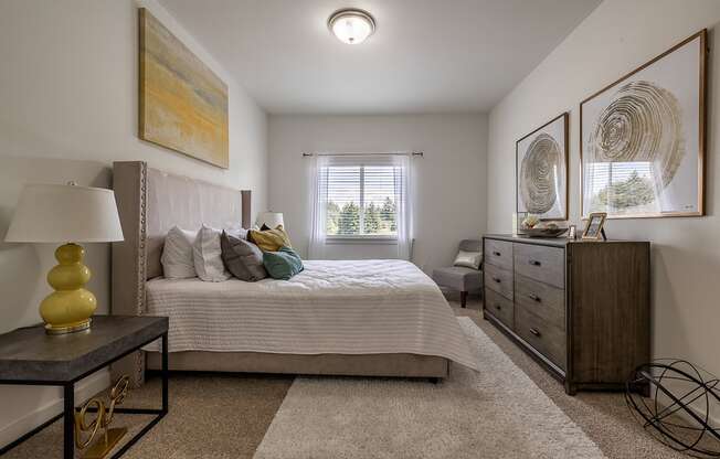 bedroom with large bed and window