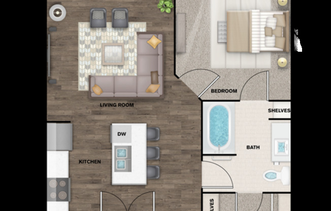 1 bed, 1 bath, 673 sqft, $901