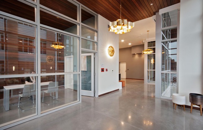 Bright entryway and community office