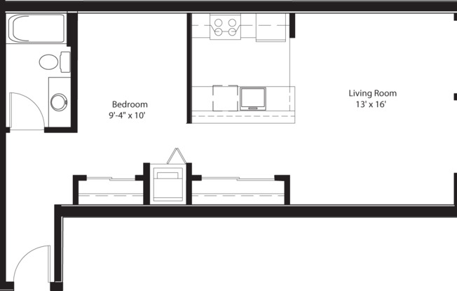 Studio, 1 bath, 630 sqft, $1,913, Unit 011
