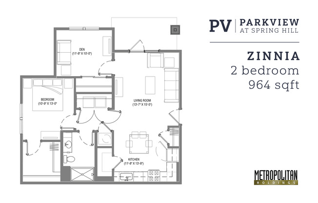 2 beds, 1 bath, 970 sqft, $1,659, Unit 7043FD