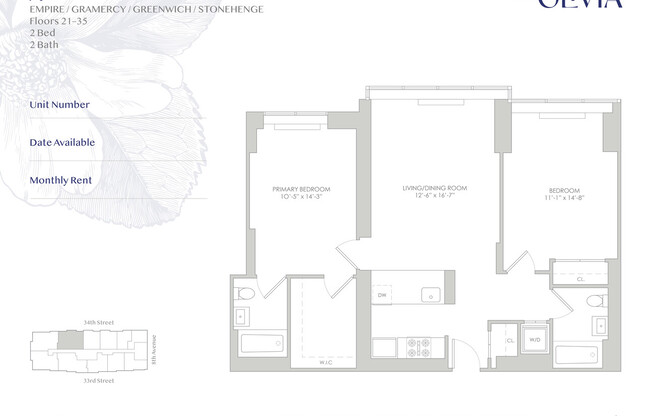 2 beds, 2 baths, 978 sqft, $7,115, Unit 27A