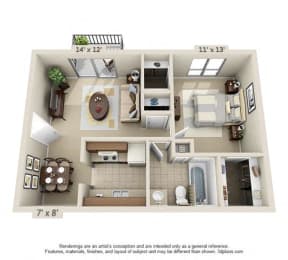 1 bed, 1 bath, 600 sqft, $942