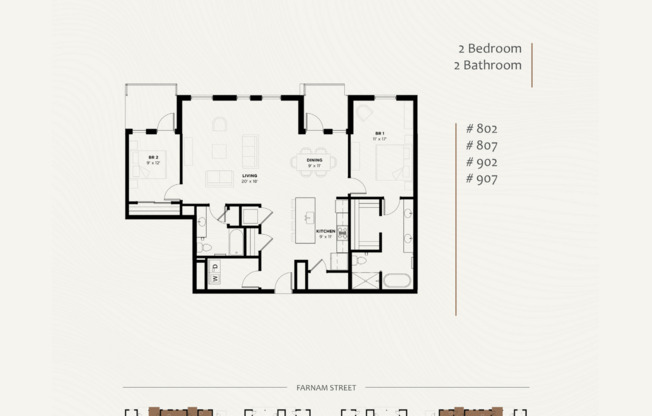 2 beds, 2 baths, 1,333 sqft, $3,850, Unit 902
