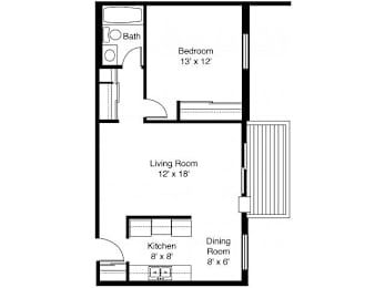 1 bed, 1 bath, 663 sqft, $1,210