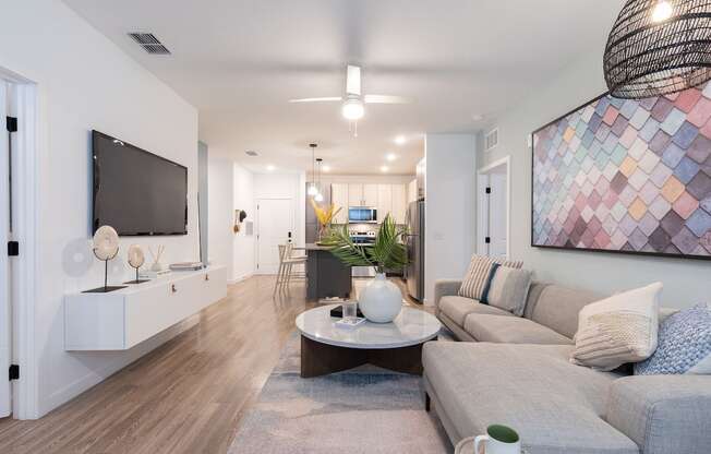 A spacious living room in an apartment at Lake Nona Concorde