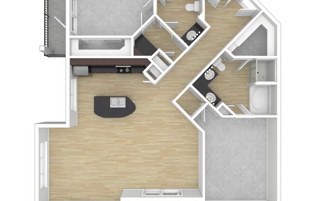 2 beds, 2 baths, 1,121 sqft, $2,200