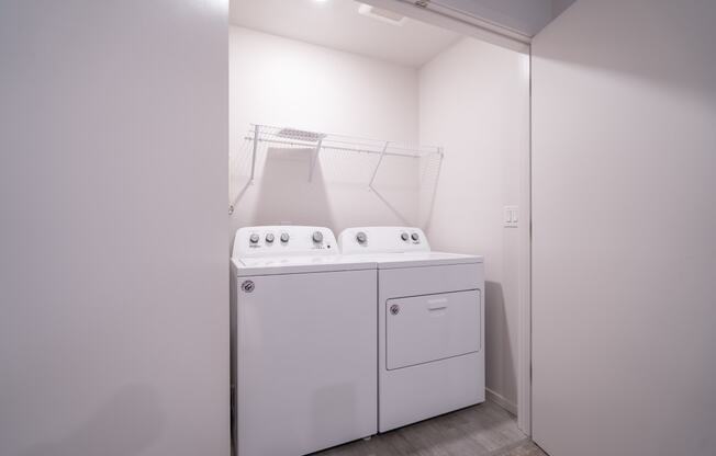 a washer and dryer in a laundry room