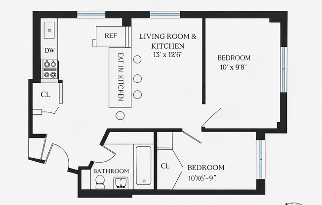 2 beds, 1 bath, $4,950, Unit 12B