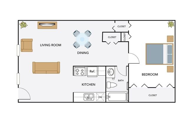 1 bed, 1 bath, 626 sqft, $817