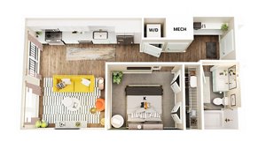 Studio, 1 bath, 606 sqft, $1,765