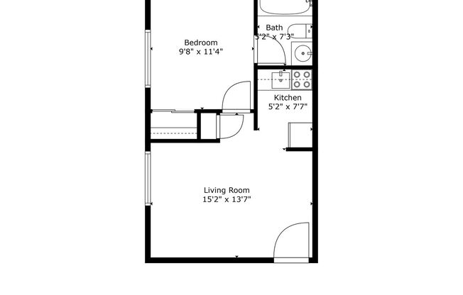1 bed, 1 bath, 375 sqft, $699, Unit 1245 - 7