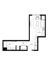 Studio, 1 bath, 445 sqft, $1,505
