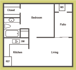 1 bed, 1 bath, 508 sqft, $990