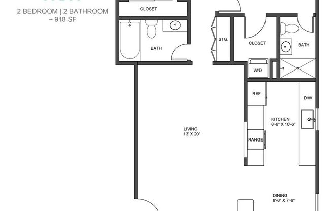 2 beds, 2 baths, 918 sqft, $3,495, Unit 45-01