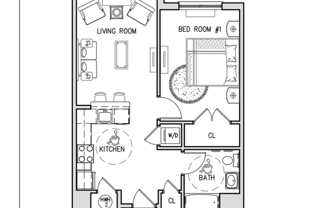 1 bed, 1 bath, 704 sqft, $2,350, Unit 110