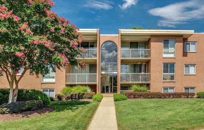 A building with a tree in front of it.