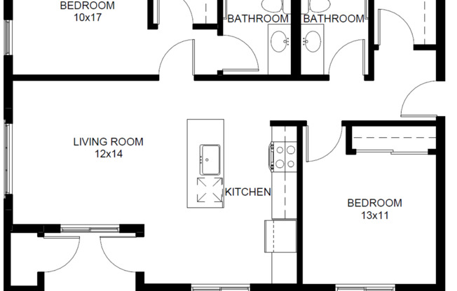 2 beds, 2 baths, 1,000 sqft, $1,870, Unit D106