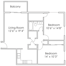2 beds, 1 bath, 875 sqft, $1,059