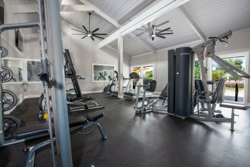 Fitness Center with weights lifting and cardio equipment