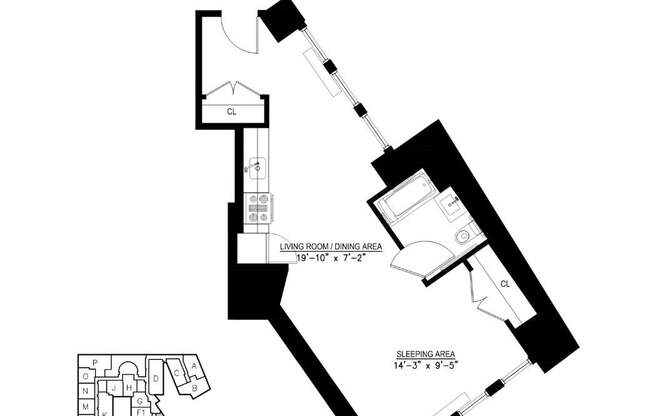 1 bed, 1 bath, 625 sqft, $4,200, Unit 7E