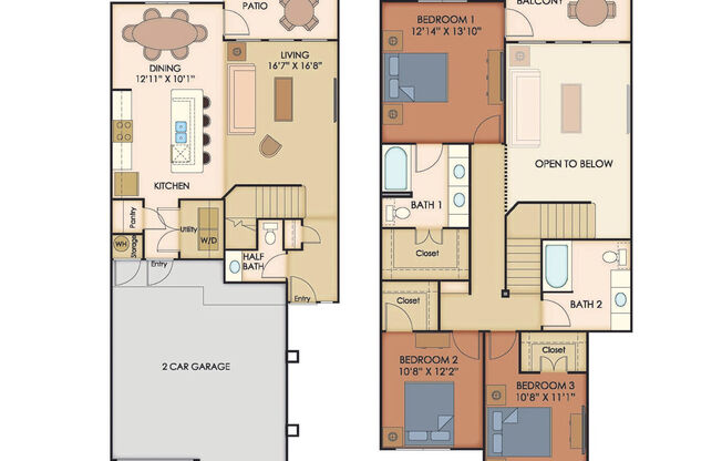 3 beds, 2.5 baths, 1,704 sqft, $2,302