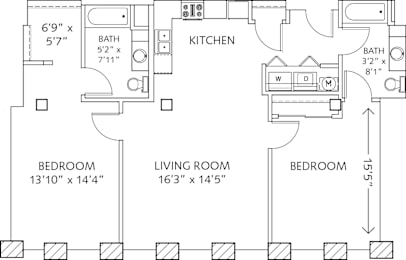 2 beds, 2 baths, 1,210 sqft, $1,675
