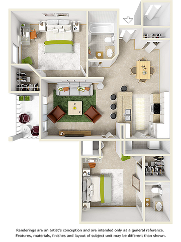 2 beds, 2 baths, 1,076 sqft, $1,800