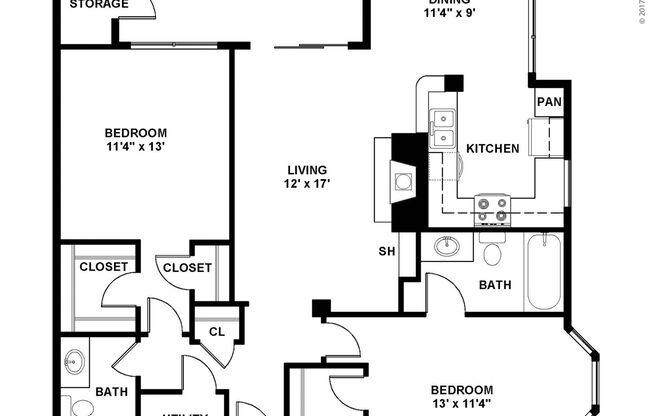 2 beds, 2 baths, 1,104 sqft, $2,425