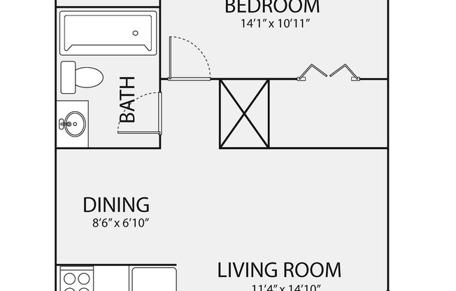 1 bed, 1 bath, 572 sqft, $1,399