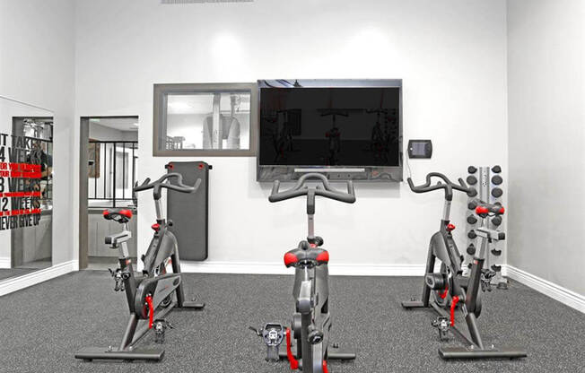 Stationary bike area in gym