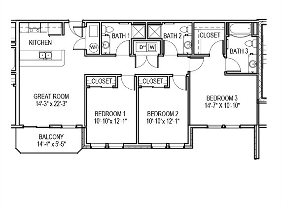 3 beds, 3 baths, 1,315 sqft, $2,997, Unit 206